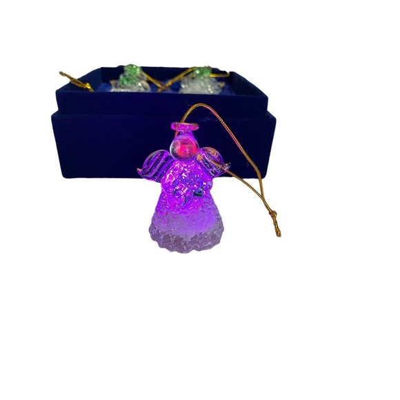 Vtg Lot of 4 Glass Angel Ornaments Christmas Color Changing Gold Green Clover - Picture 4 of 14